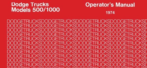 1974 Dodge 500, 1000 Owner's Manual