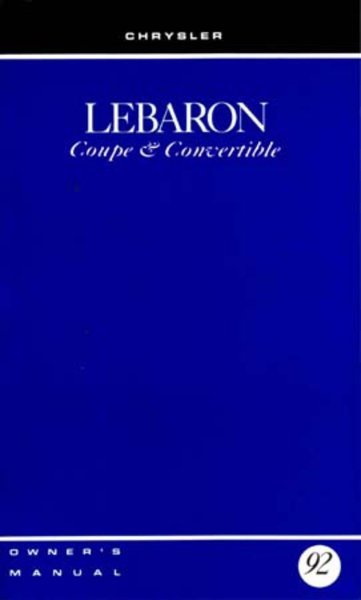 1992 Chrysler Lebaron Owner's Manual