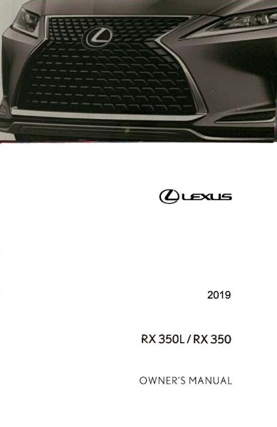 2019 Lexus RX 350, 350L Owner's Manual