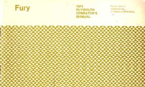 1974 Plymouth Fury Owner's Manual