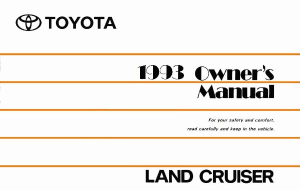 1993 Toyota Land Cruiser Owner's Manual
