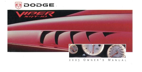 2005 Dodge Viper SRT-10 Owner's Manual