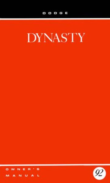 1992 Dodge Dynasty Owner's Manual