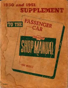 1950–1951 Chevrolet ALL MODELS - SUPP Factory Shop Service Manual Supplement