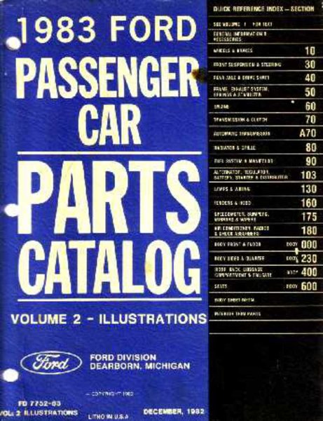 1983 Ford All Models Parts Book