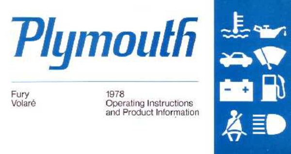 1978 Plymouth Fury / Volare Owner's Manual
