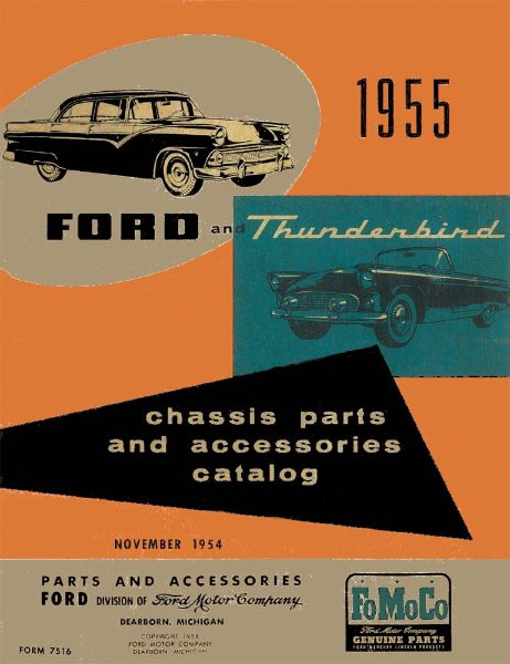 1955 Ford Car, Thunderbird, Station Wagon, Sedan Delivery Parts Book