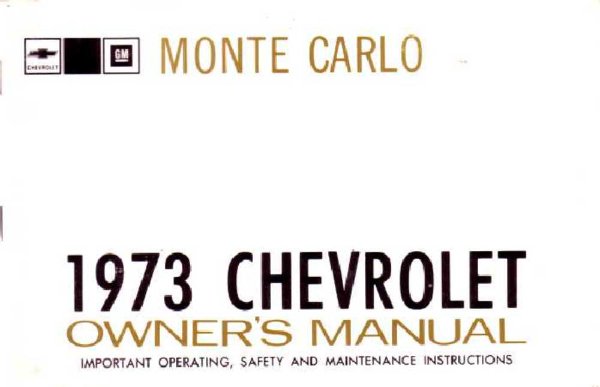 1973 Chevrolet Monte Carlo Owner's Manual