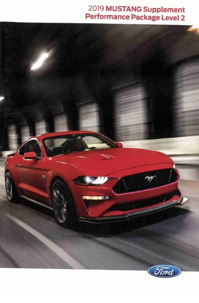 2019 Ford Mustang Performance Package Level 2 Supplement ONLY Owner's Manual