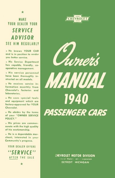 1940 Chevrolet All Models Owner's Manual