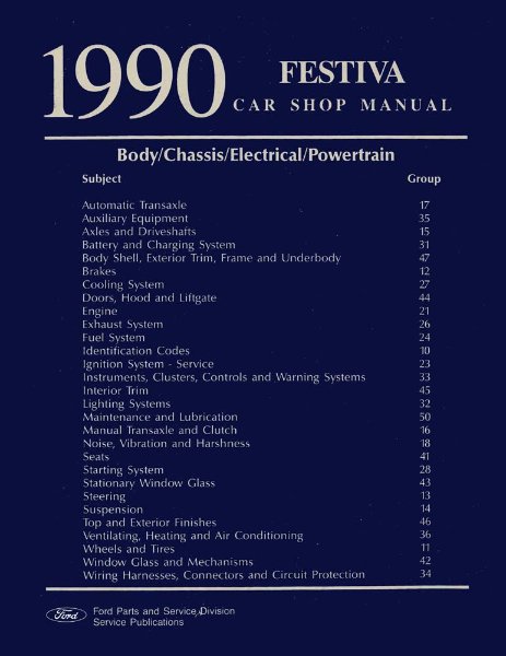 1990 Ford Festiva Factory Shop Service Manual