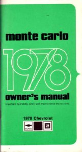 1978 Chevrolet Monte Carlo Owner's Manual
