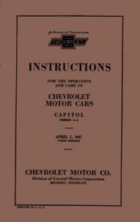 1927 Chevrolet Car Truck Owners Manual User Guide