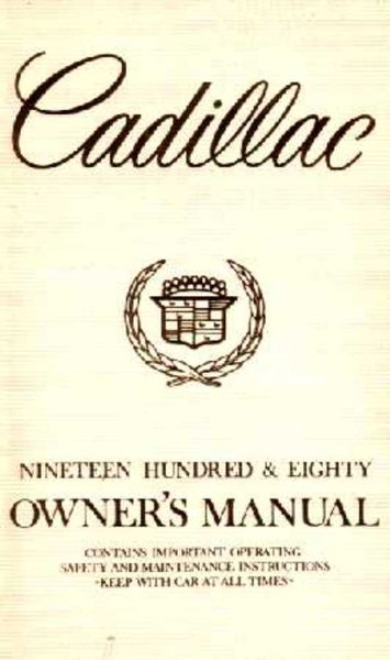 1980 Cadillac Deville Owner's Manual