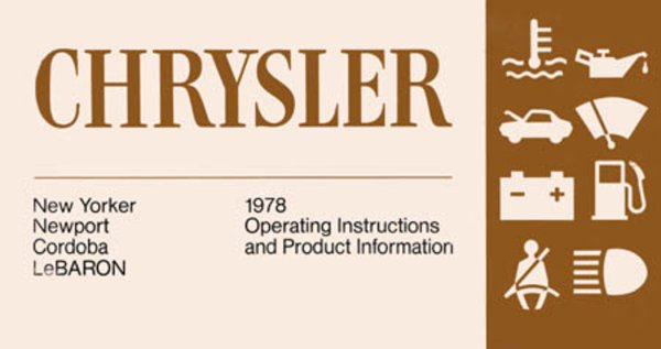 1978 Chrysler New Yorker, Cordoba, Newport, Lebaron Owner's Manual