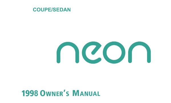 1998 Chrysler Neon Owner's Manual
