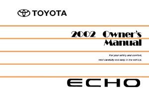 2002 Toyota Echo Owner's Manual