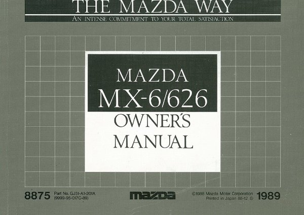 1989 Mazda MX-6 / 626 Owner's Manual