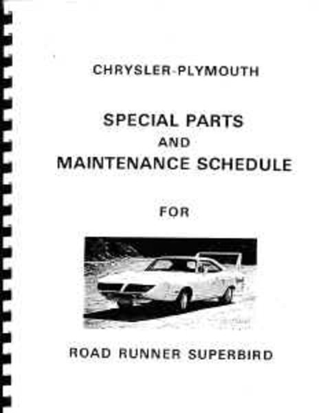 1970 Plymouth Roadrunner, Superbird Parts Book
