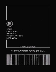 1986 Cadillac Fleetwood Brougham Factory Shop Service Manual