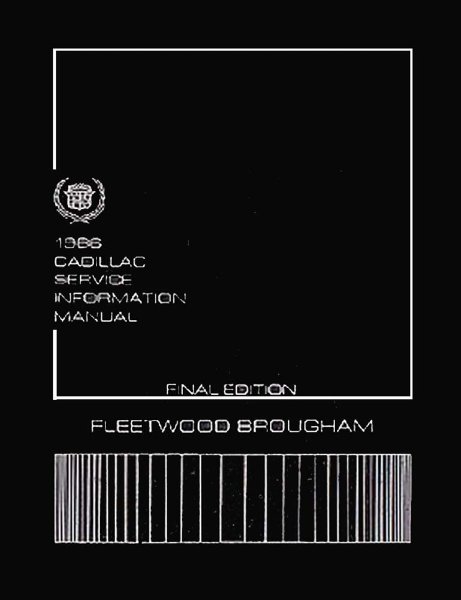 1986 Cadillac Fleetwood Brougham Factory Shop Service Manual
