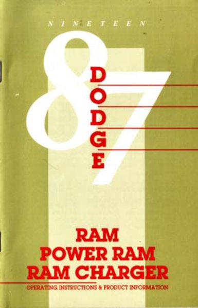 1987 Dodge Ram Truck Owner's Manual