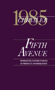 1985 Chrysler Fifth Avenue Owner's Manual