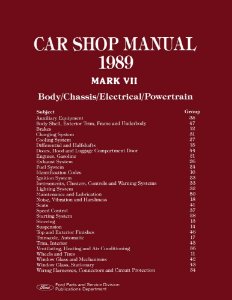1989 Lincoln Mark VII Factory Shop Service Manual