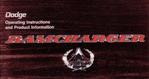 1977 Dodge Ramcharger Owner's Manual
