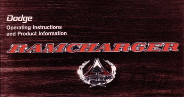 1977 Dodge Ramcharger Owner's Manual