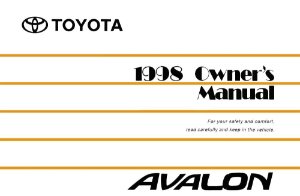 1998 Toyota Avalon Owner's Manual