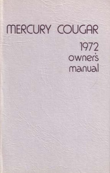 1972 Mercury Cougar Owner's Manual