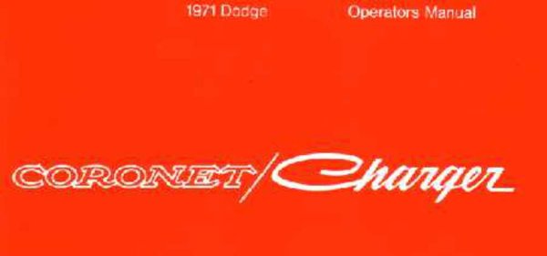 1971 Dodge Charger, Coronet Owner's Manual