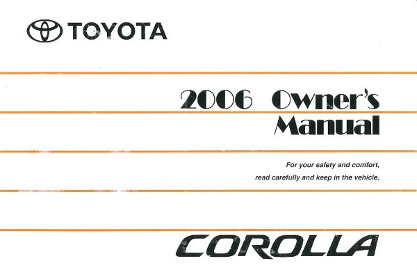 2006 Toyota Corolla Owner's Manual