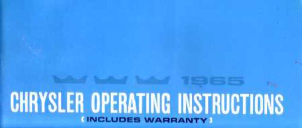 1965 Chrysler All Models Owner's Manual