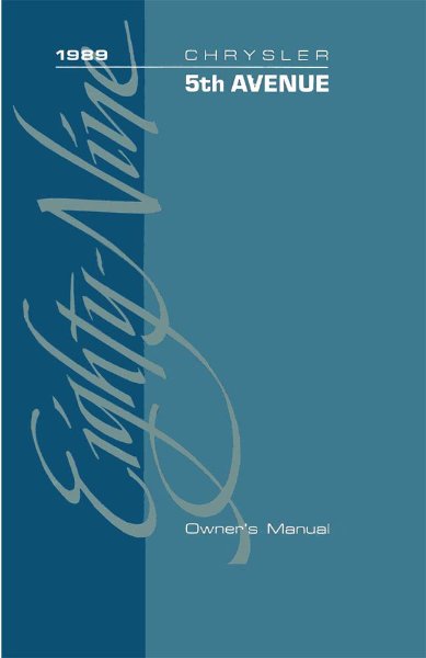 1989 Chrysler Fifth Avenue Owner's Manual