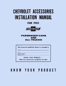 1952 Chevrolet All Car Models Factory Shop Service Manual