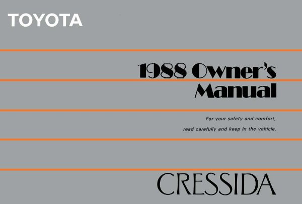 1988 Toyota Cressida Owner's Manual