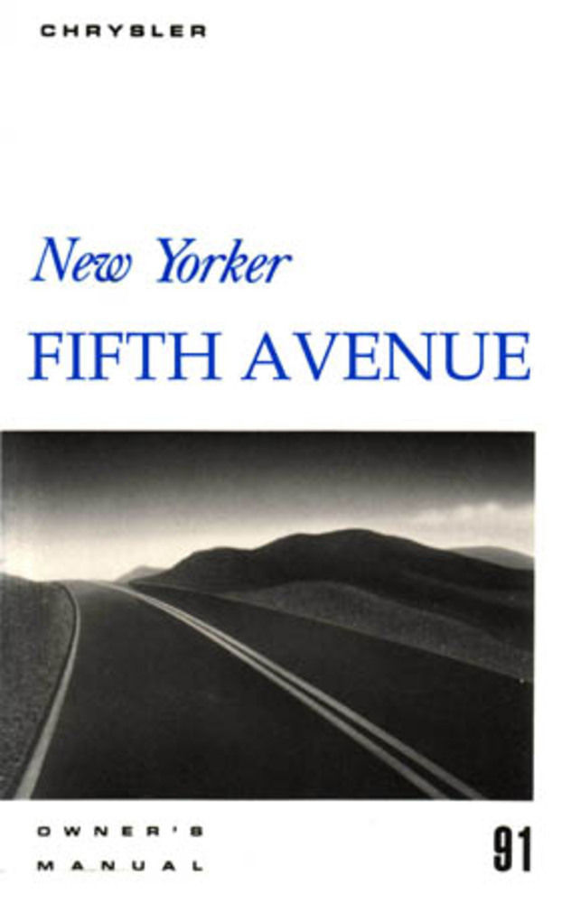 1991 Chrysler New Yorker Fifth Avenue Owners Manual User Guide Reference Book