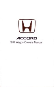 1991 Honda Accord Wagon Owner's Manual