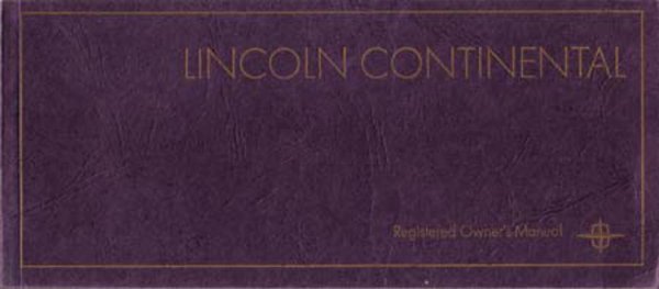 1968 Lincoln Continental Owner's Manual
