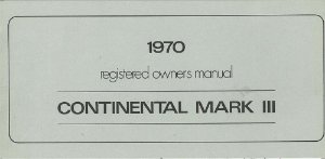 1970 Lincoln Mark III Owner's Manual