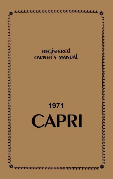 1971 Mercury Capri Owner's Manual