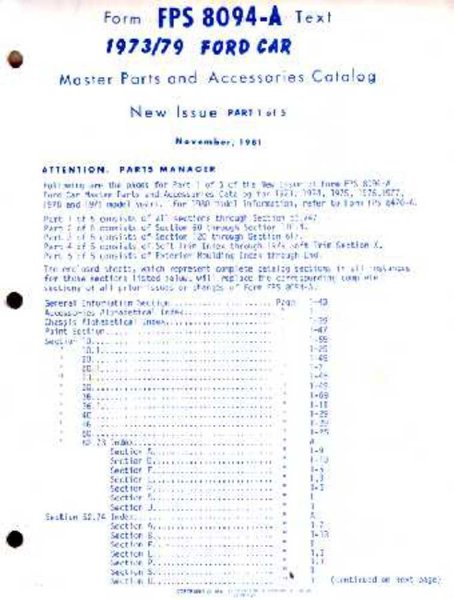 1973–1979 Ford All Models Parts Book
