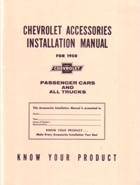 1950 Chevrolet All Car Models Factory Shop Service Manual