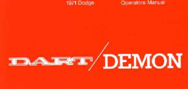 1971 Dodge Dart, Demon Owner's Manual