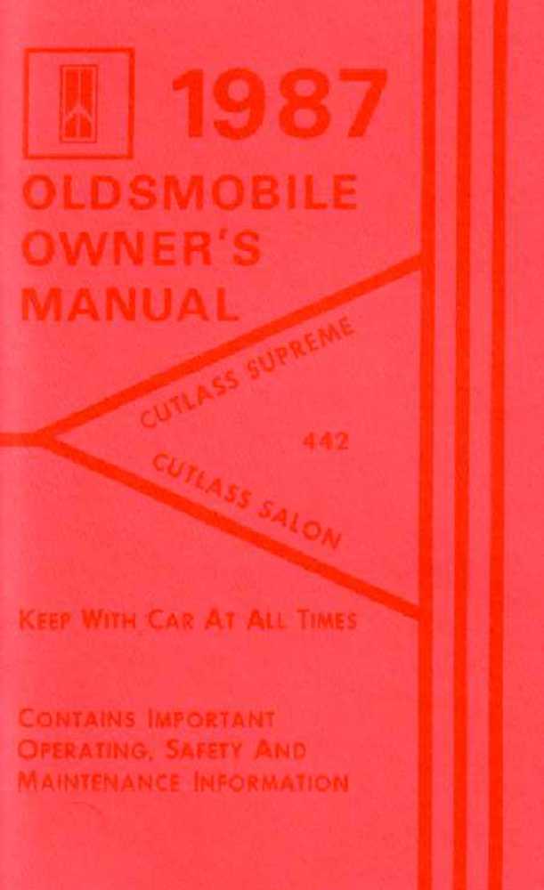 1987 Oldsmobile Cutlass Salon Supreme Owners Manual User Guide Operator Book