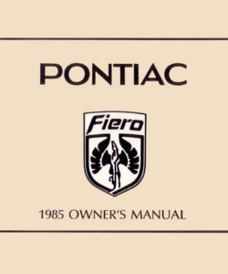 1985 Pontiac Fiero Owner's Manual