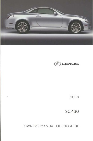 2008 Lexus SC 430 Owner's Manual