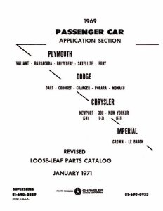 1969 Mopar CHRYSLER, DODGE, PLYMOUTH, DESOTO Parts Book
